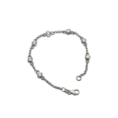 18ct White Gold Diamond Station Bracelet, Vintage 1970s