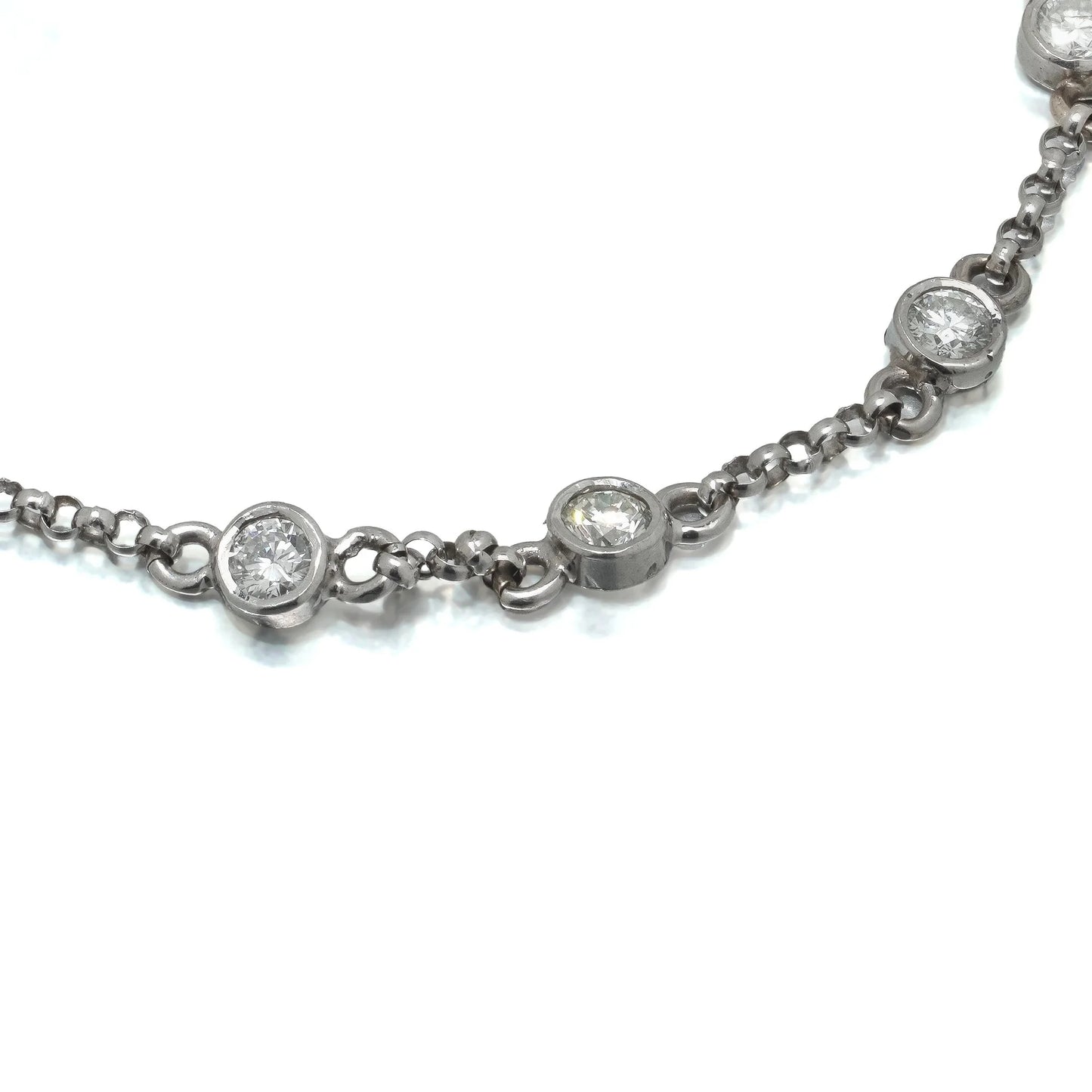 18ct White Gold Diamond Station Bracelet, Vintage 1970s