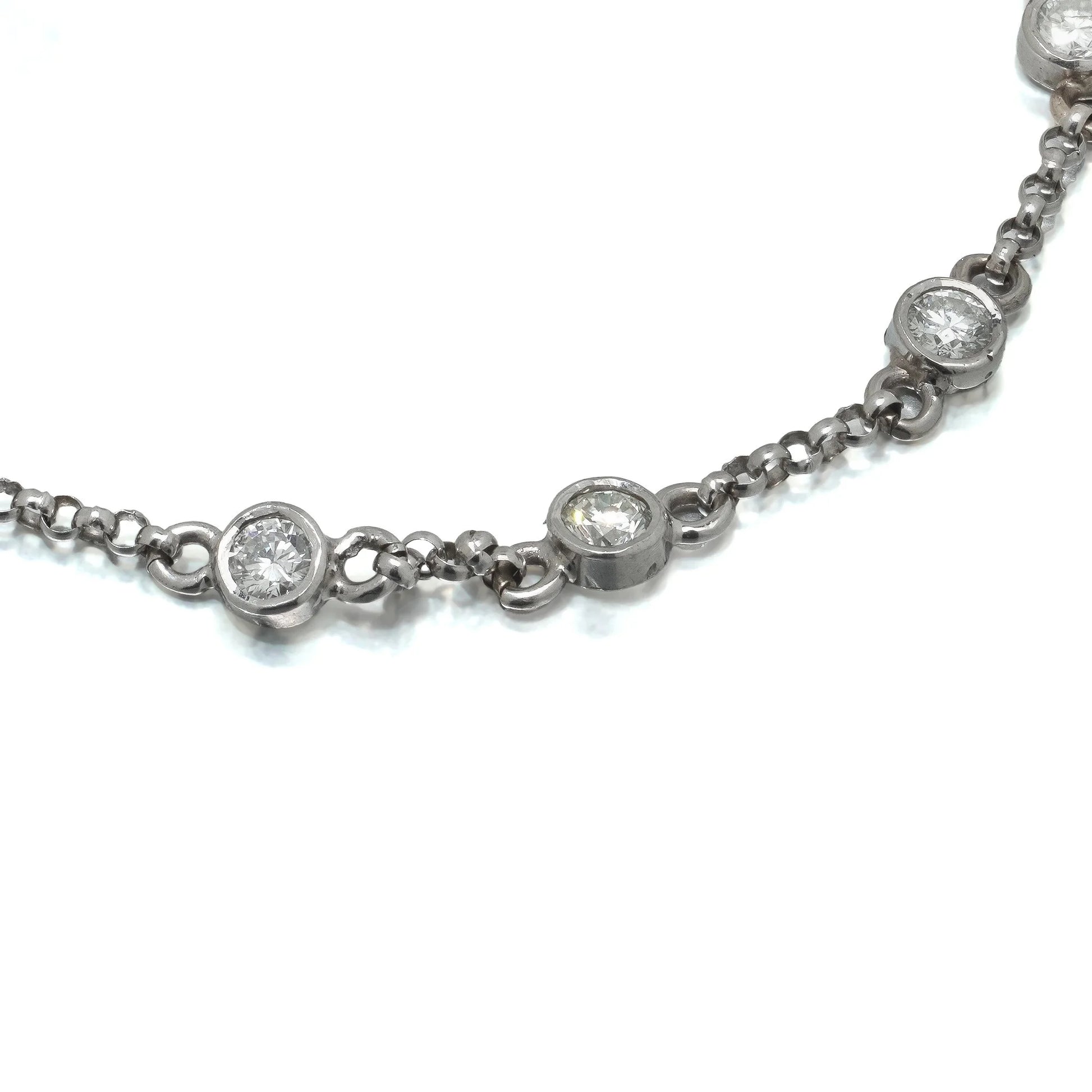 18ct White Gold Diamond Station Bracelet, Vintage 1970s