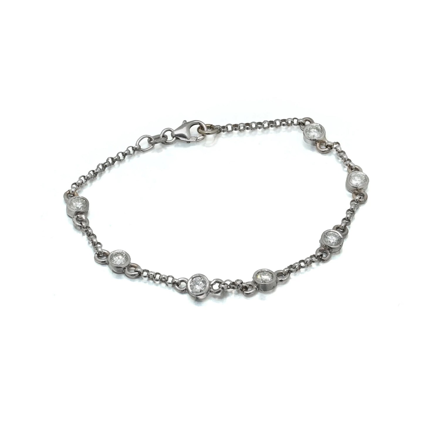 18ct White Gold Diamond Station Bracelet, Vintage 1970s