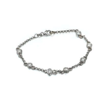18ct White Gold Diamond Station Bracelet, Vintage 1970s