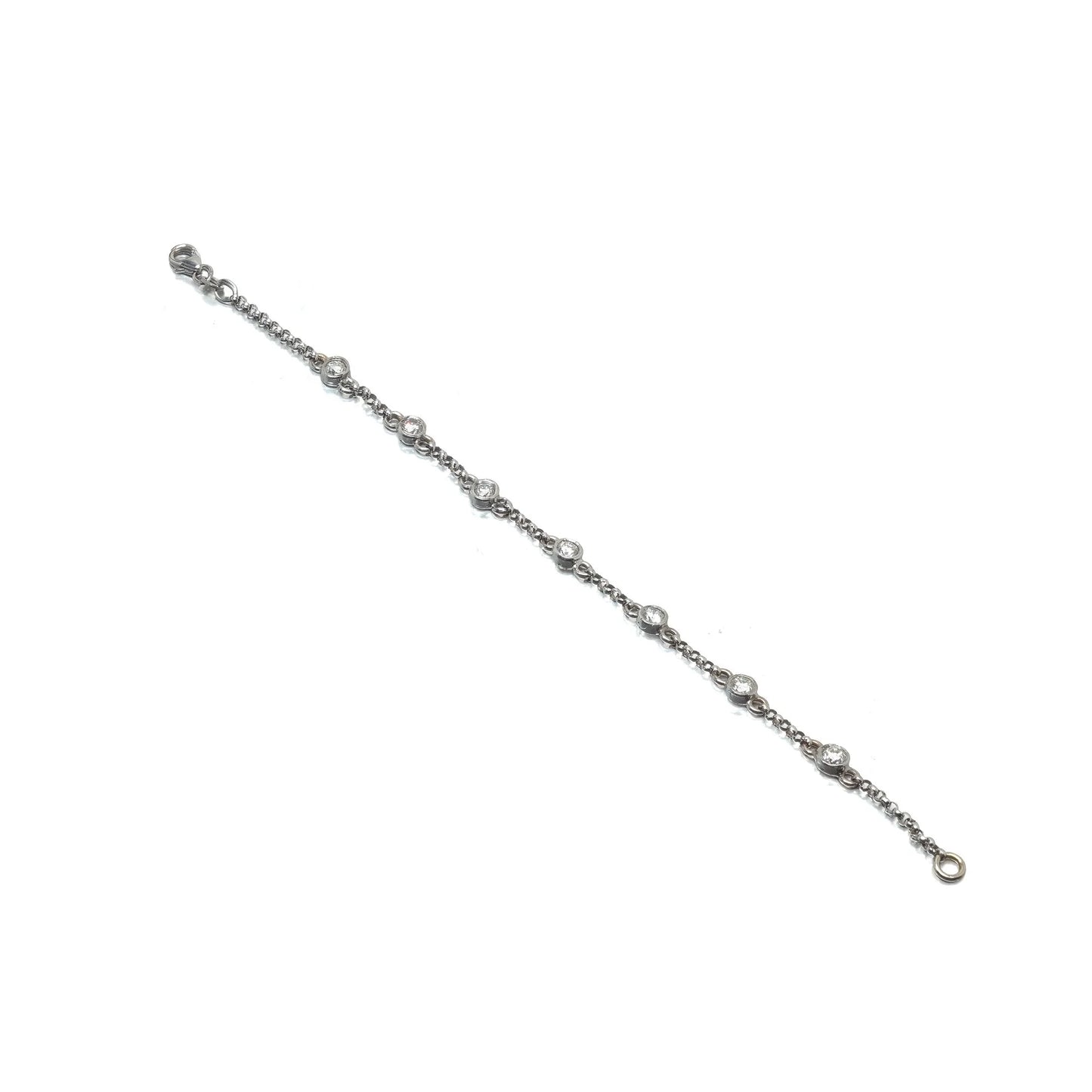 18ct White Gold Diamond Station Bracelet, Vintage 1970s