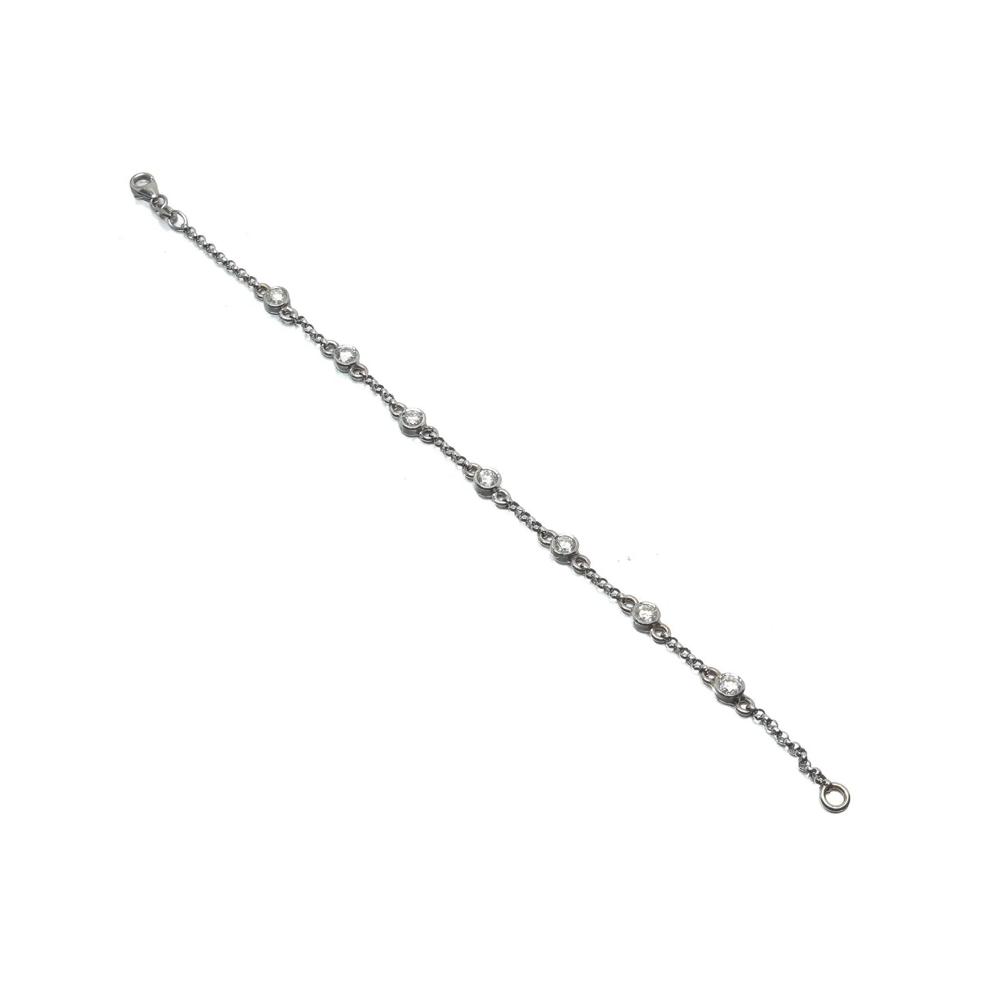 18ct White Gold Diamond Station Bracelet, Vintage 1970s