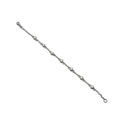 18ct White Gold Diamond Station Bracelet, Vintage 1970s