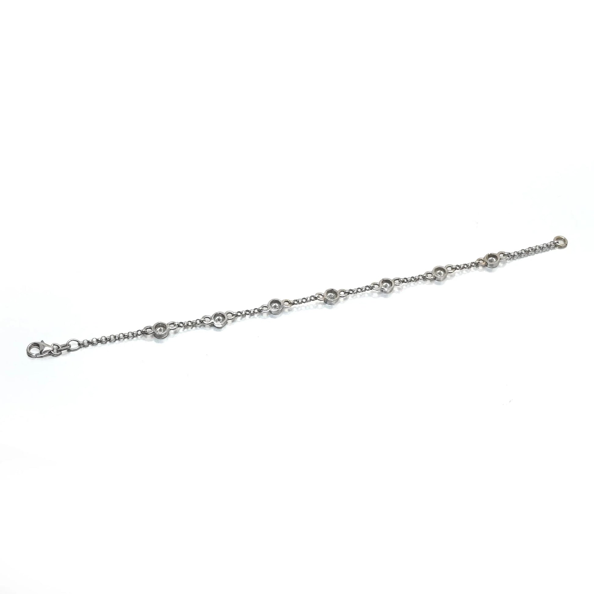 18ct White Gold Diamond Station Bracelet, Vintage 1970s