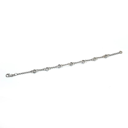 18ct White Gold Diamond Station Bracelet, Vintage 1970s