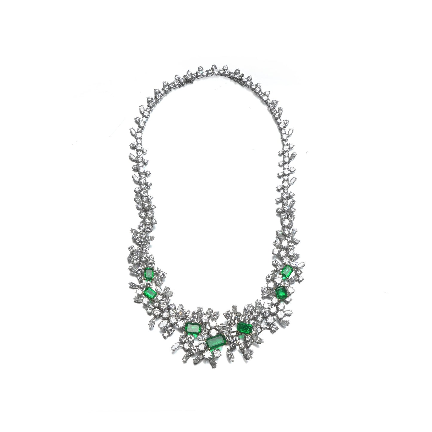 18 ct White Gold Colombian Emerald And Diamond Necklace / Bracelet