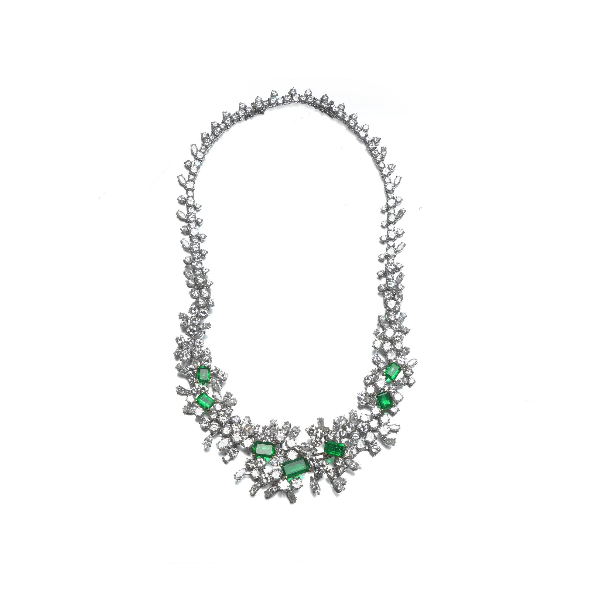 18 ct White Gold Colombian Emerald And Diamond Necklace / Bracelet