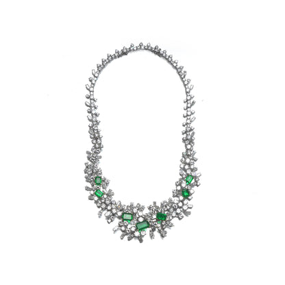 18 ct White Gold Colombian Emerald And Diamond Necklace / Bracelet