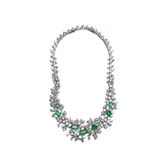 18 ct White Gold Colombian Emerald And Diamond Necklace / Bracelet