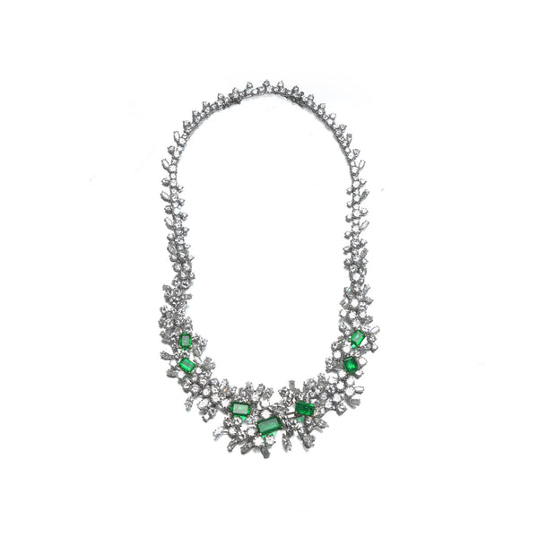 18 ct White Gold Colombian Emerald And Diamond Necklace / Bracelet