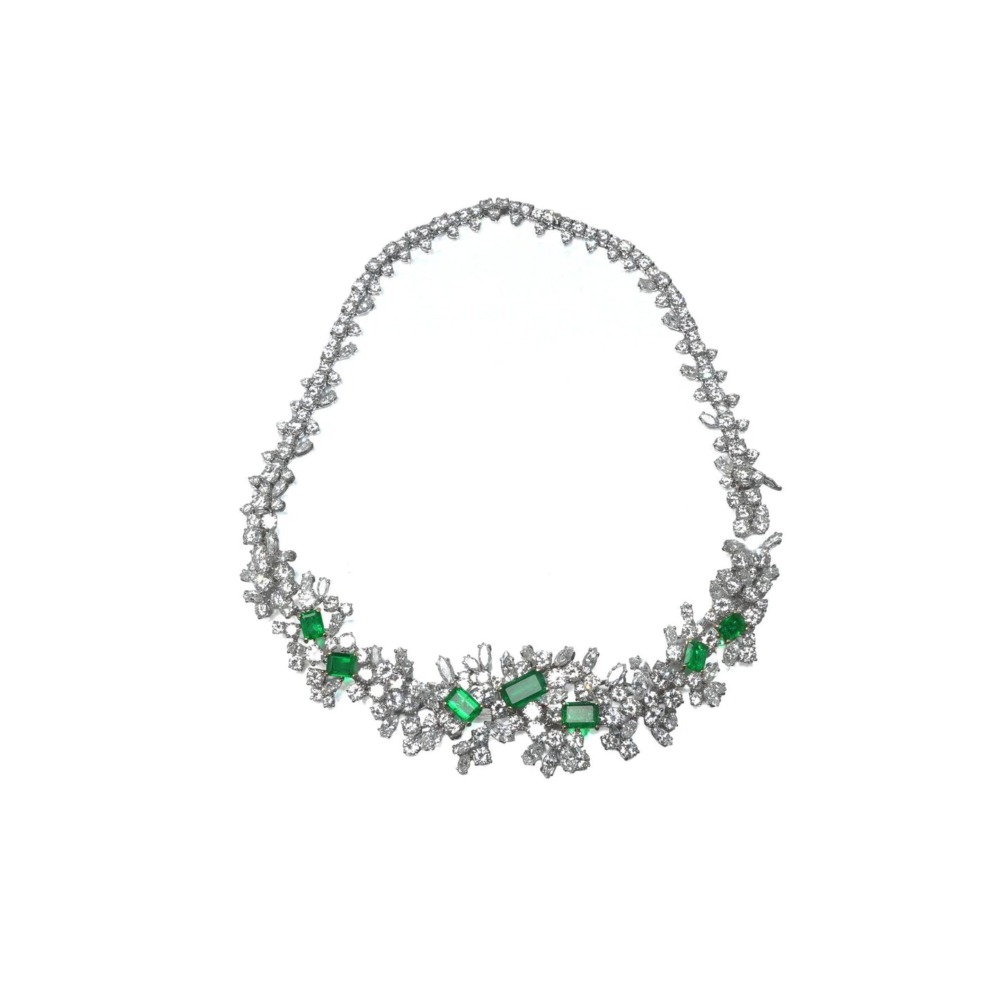 18 ct White Gold Colombian Emerald And Diamond Necklace / Bracelet
