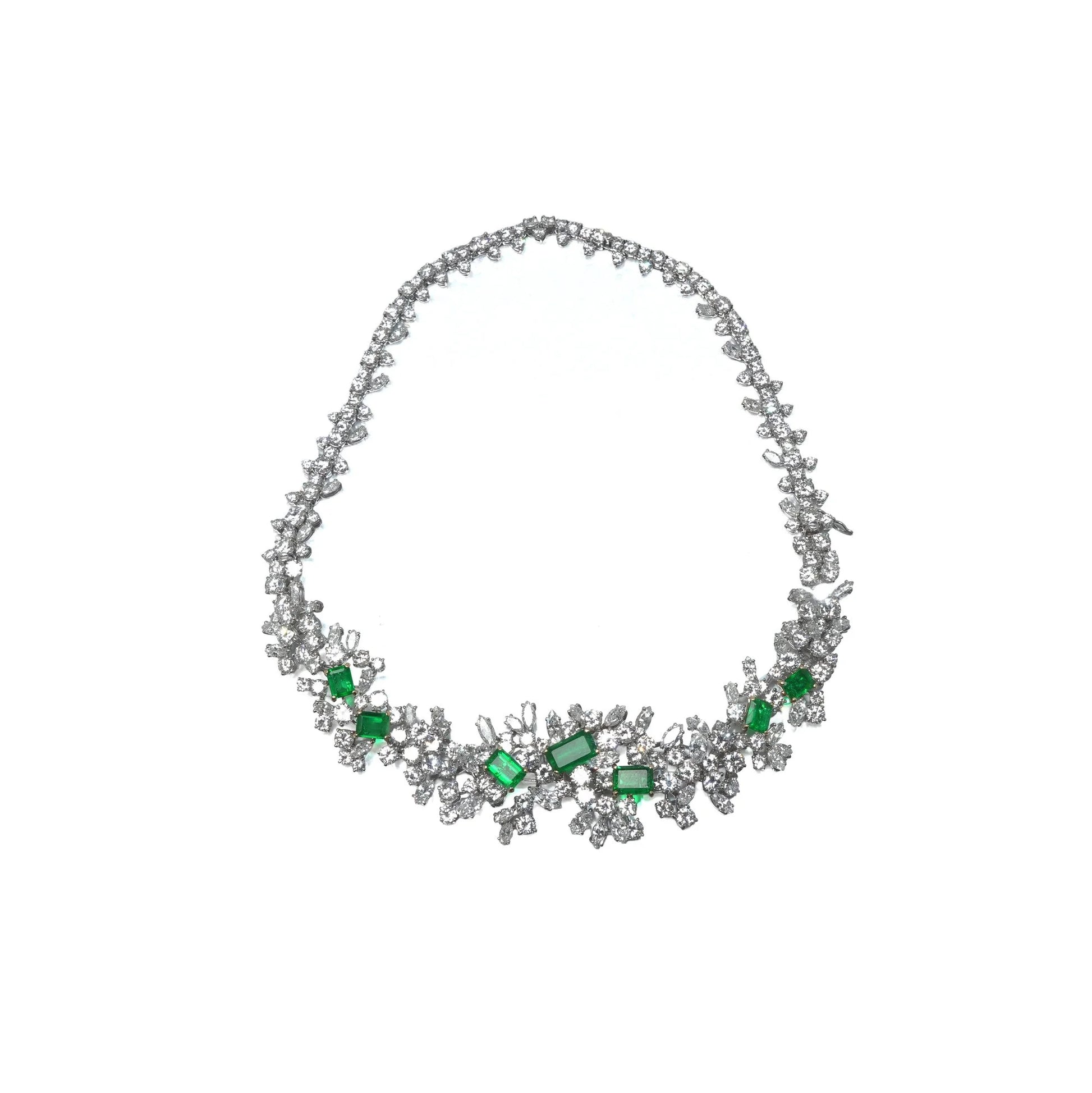 18 ct White Gold Colombian Emerald And Diamond Necklace / Bracelet
