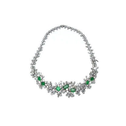 18 ct White Gold Colombian Emerald And Diamond Necklace / Bracelet