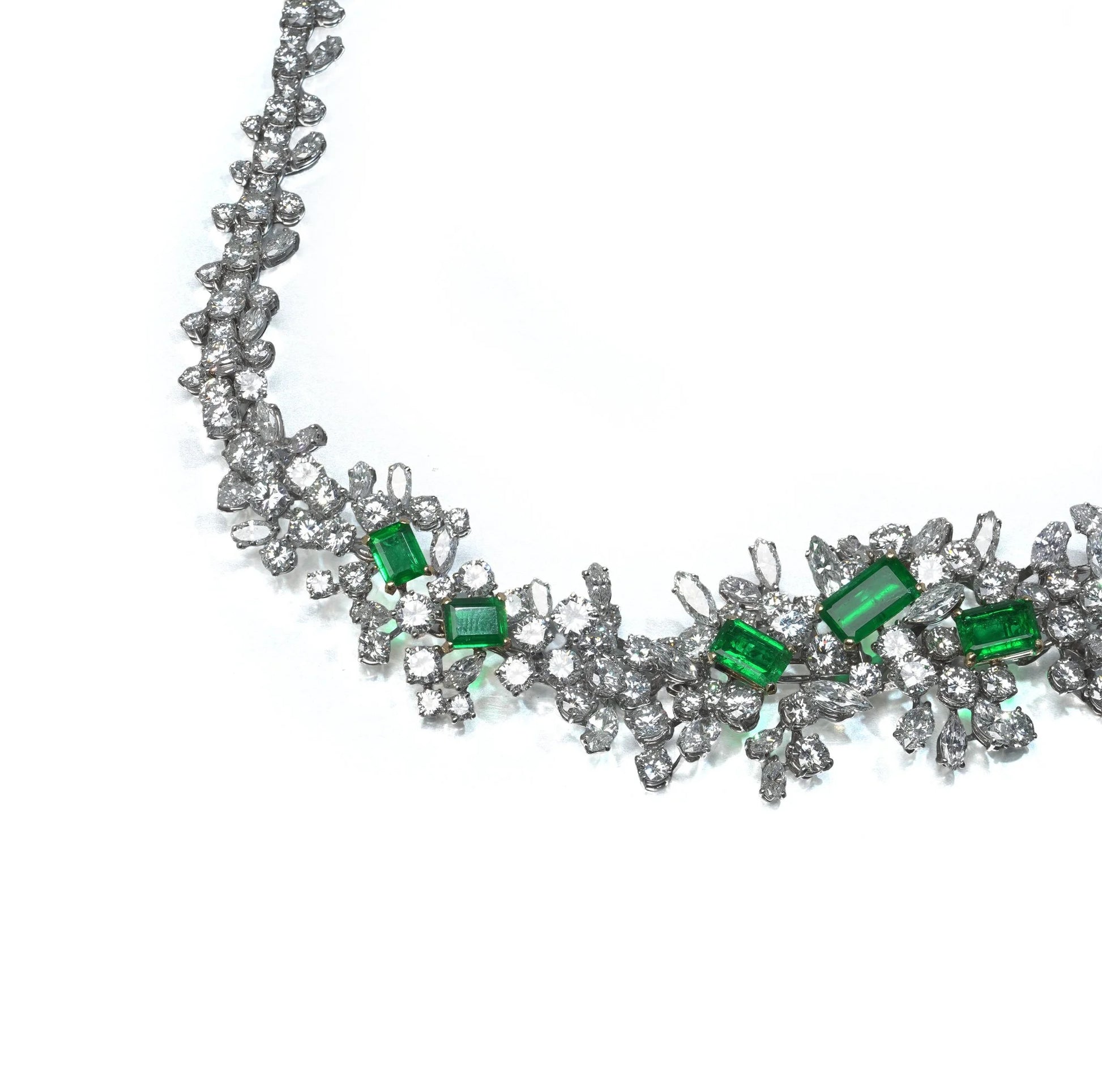 18 ct White Gold Colombian Emerald And Diamond Necklace / Bracelet