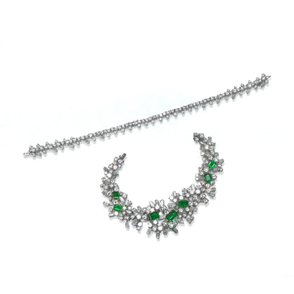 18 ct White Gold Colombian Emerald And Diamond Necklace / Bracelet