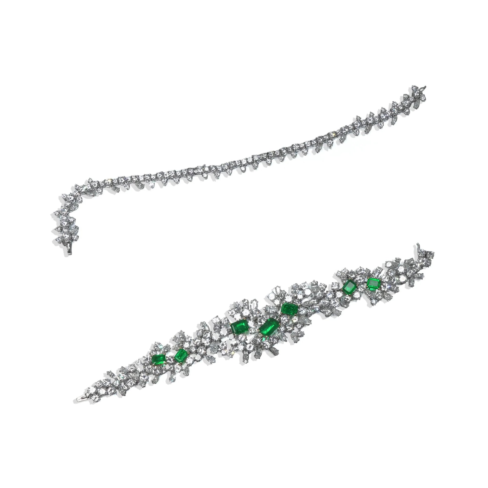 18 ct White Gold Colombian Emerald And Diamond Necklace / Bracelet