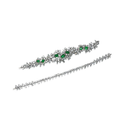 18 ct White Gold Colombian Emerald And Diamond Necklace / Bracelet