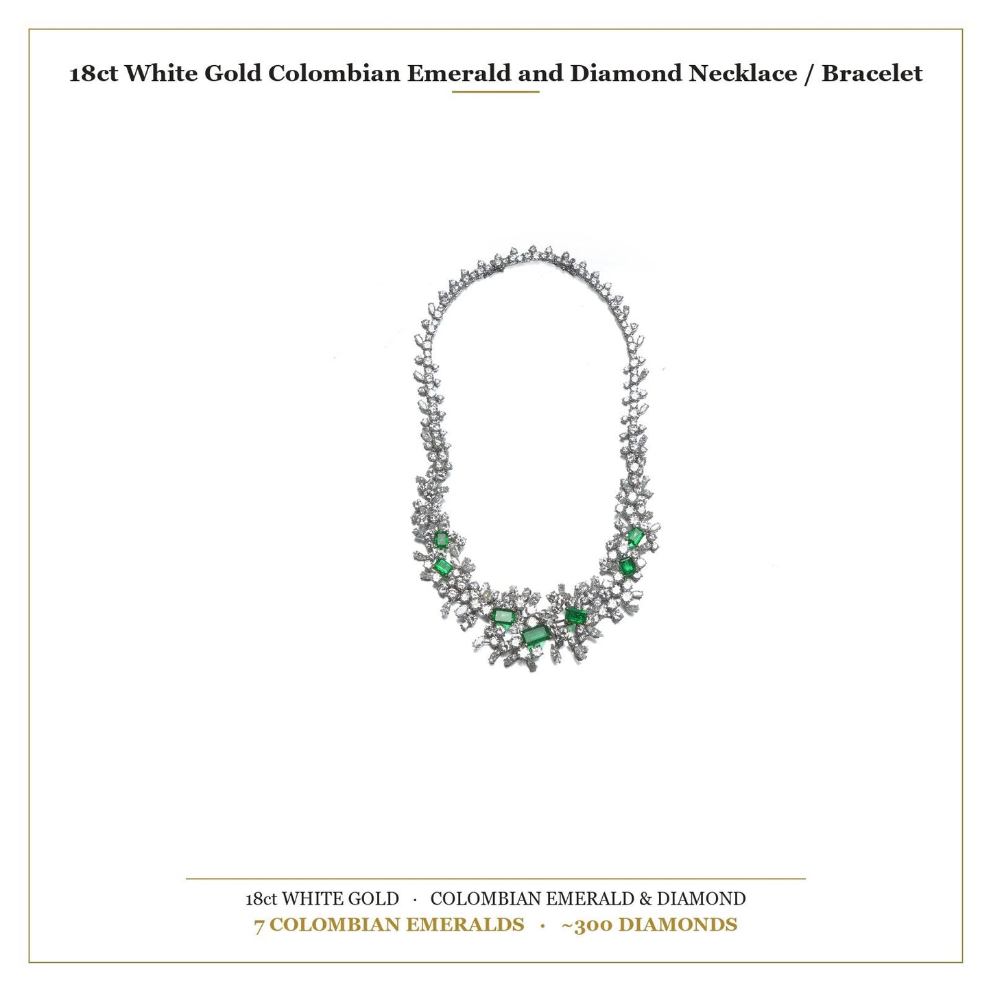 18 ct White Gold Colombian Emerald And Diamond Necklace / Bracelet