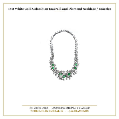 18 ct White Gold Colombian Emerald And Diamond Necklace / Bracelet