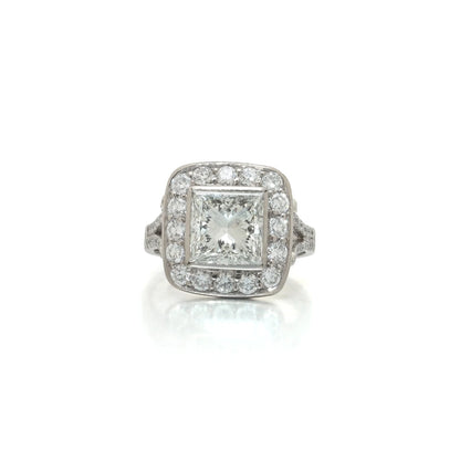 18 ct White Gold Princess Cut Diamond Cluster Engagement Ring