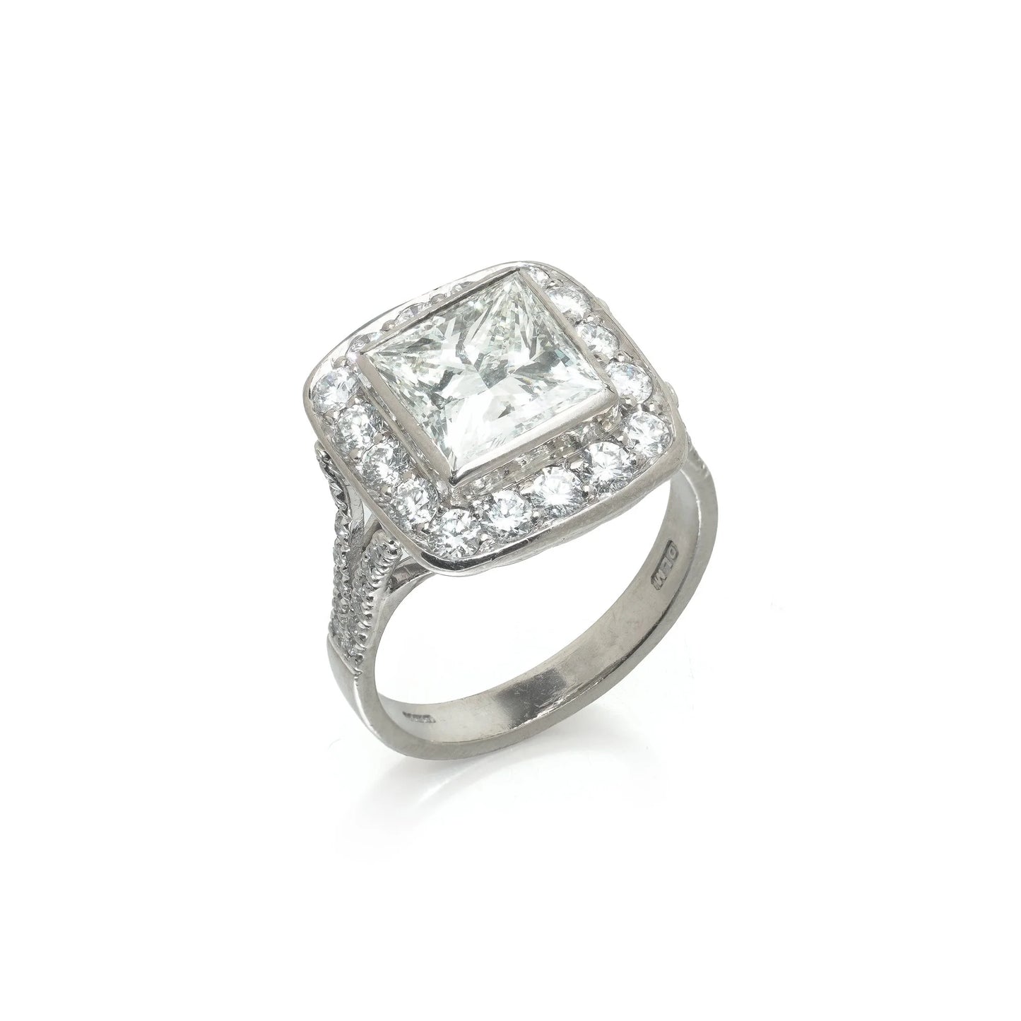 18 ct White Gold Princess Cut Diamond Cluster Engagement Ring