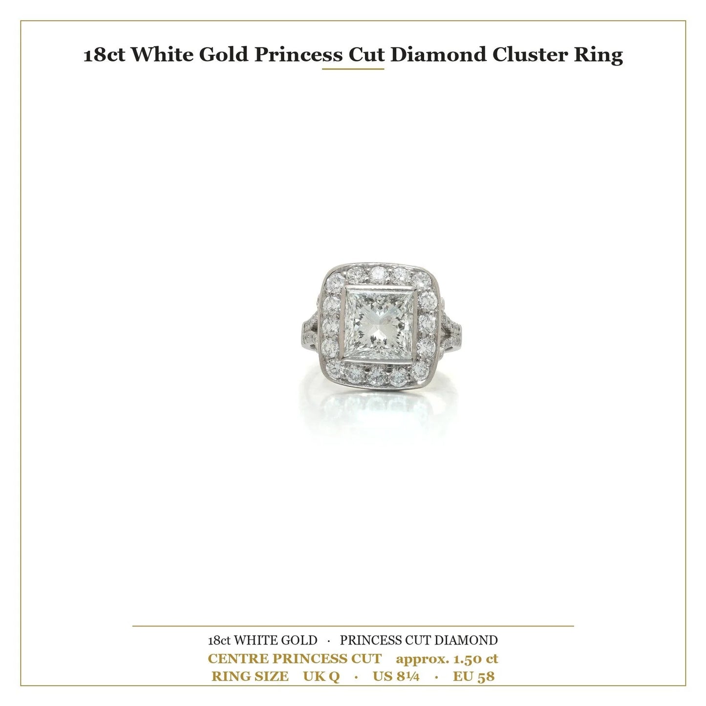 18 ct White Gold Princess Cut Diamond Cluster Engagement Ring