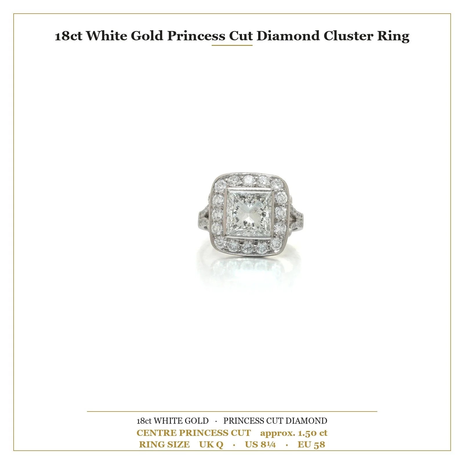 18 ct White Gold Princess Cut Diamond Cluster Engagement Ring