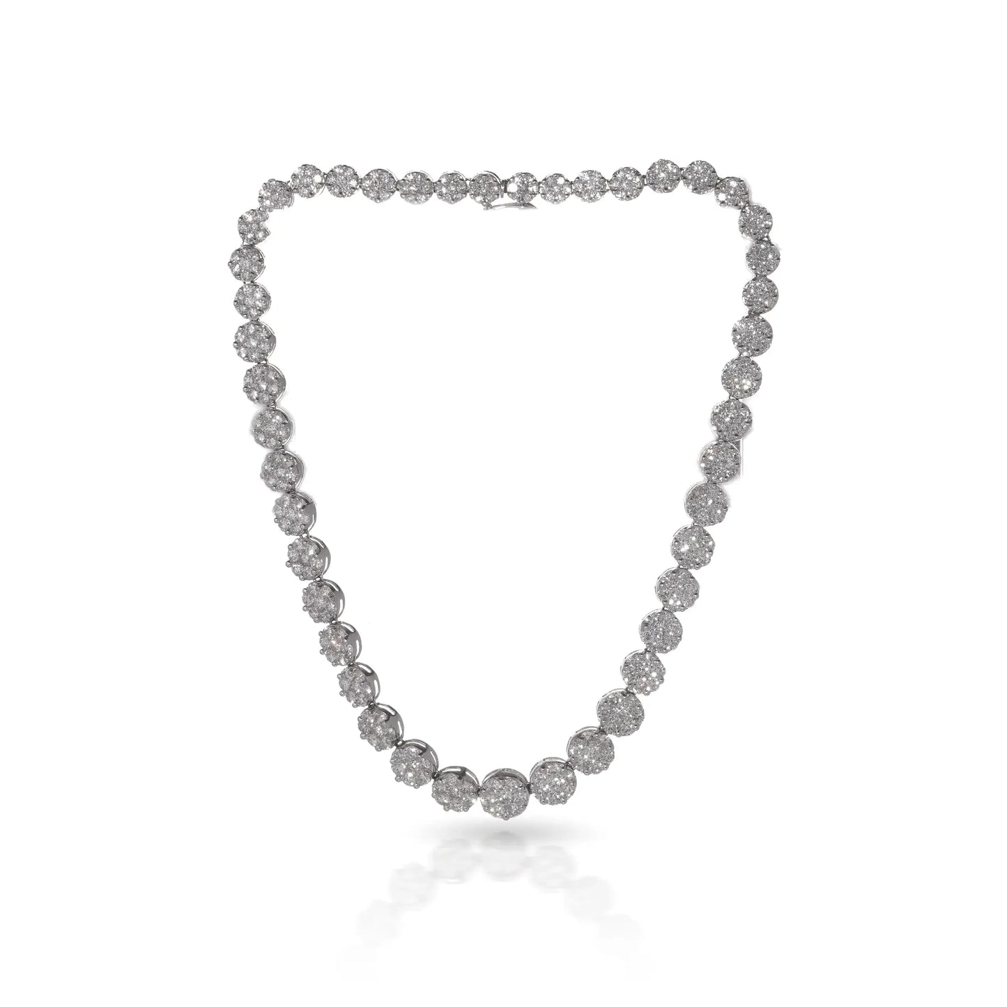 18 ct White Gold Diamond Cluster Line Necklace - 30 Carats