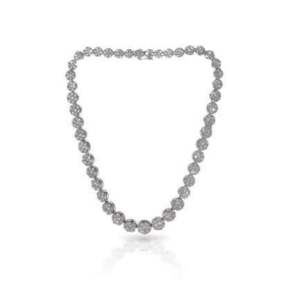 18 ct White Gold Diamond Cluster Line Necklace - 30 Carats
