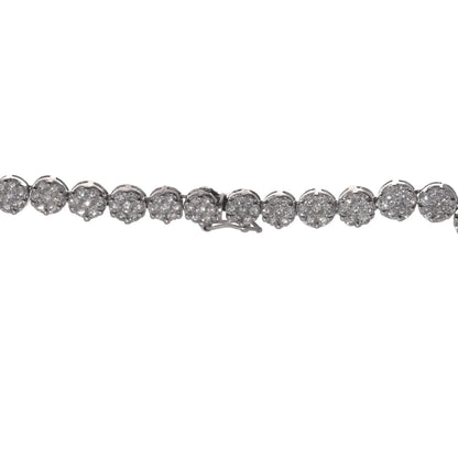 18KT White Gold Diamond Cluster Line Necklace - 30 Carats