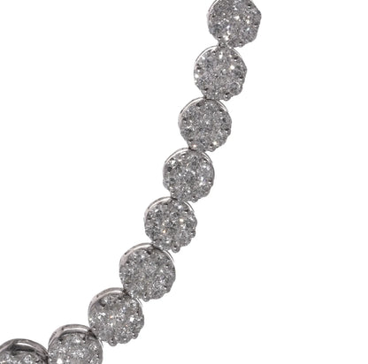 18KT White Gold Diamond Cluster Line Necklace - 30 Carats