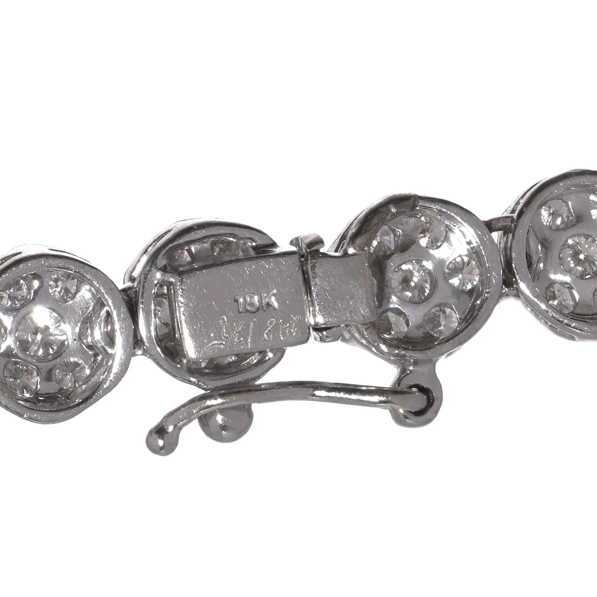 18KT White Gold Diamond Cluster Line Necklace - 30 Carats