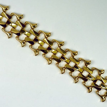 Retro 18ct Yellow Gold Brick Link Bracelet
