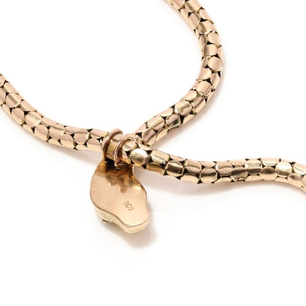 Antique Victorian Gold Snake Necklace with Tourmaline Eyes