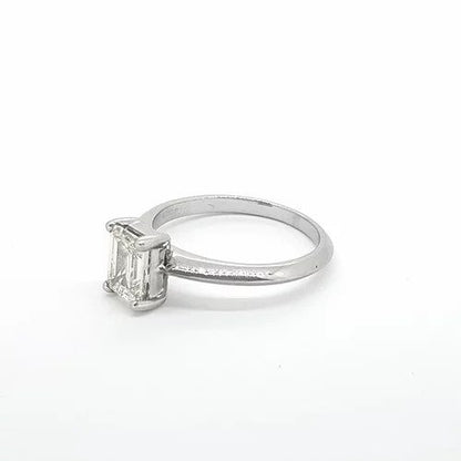 1.03ct Emerald Cut Diamond Solitaire Single Stone Engagement Ring in Platinum