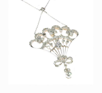 Belle Epoque Old Cut Diamond Pendant, 2.30cts, Silver and Gold, c.1900