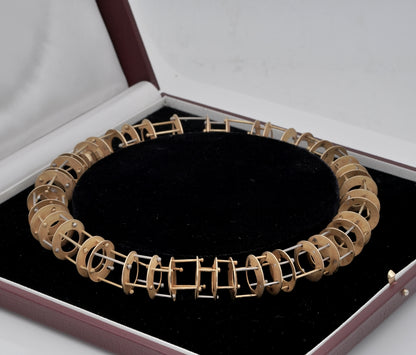 Modernist French Retro Avant Garde 18ct Gold Structural Collar Necklace