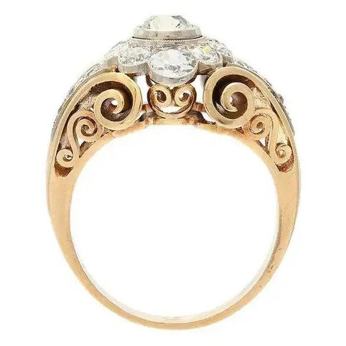 Vintage Retro 2.5ct Diamond Cluster Ring