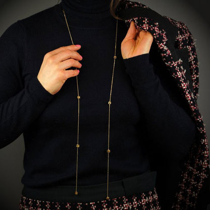 Gucci 18ct Yellow Gold Long Chain Necklace with G Logo Cubes