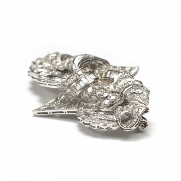 Vintage 1950s Diamond and Platinum Brooch, 5.00 carat total