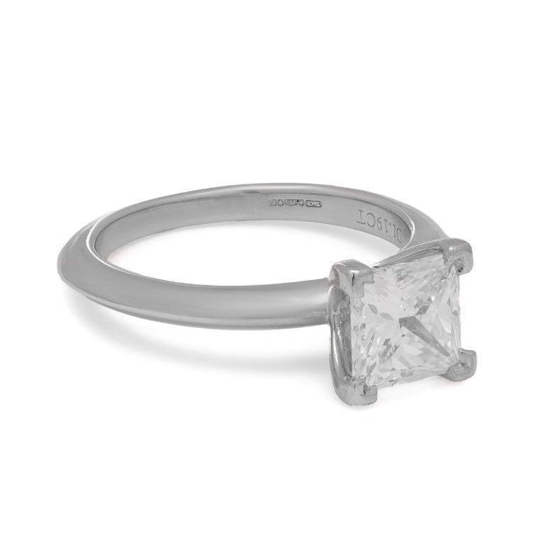 Tiffany and Co 1.19ct Princess Diamond Solitaire Engagement Ring in Platinum