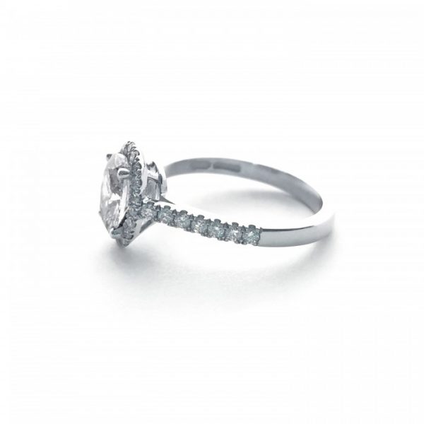 1ct D VS2 Oval Diamond Cluster Engagement Ring in Platinum, with certificate