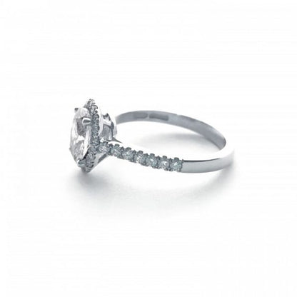 1ct D VS2 Oval Diamond Cluster Engagement Ring in Platinum, with certificate