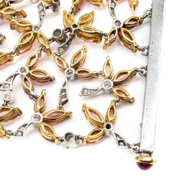 Padparadscha Sapphire, Diamond and Ruby Bracelet, 39.52 carats