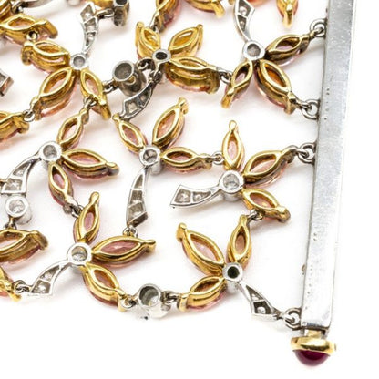 Padparadscha Sapphire, Diamond and Ruby Bracelet, 39.52 carats