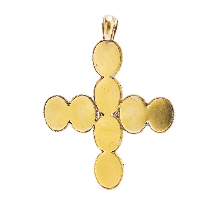 Antique Victorian 15ct Gold Cross Pendant with Scarab Beetle