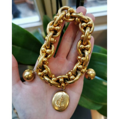 Antique Victorian Gold Nautical Locket Bracelet, Circa 1875