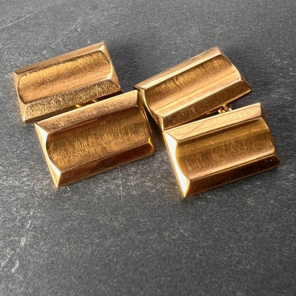 French Retro Tank Style 18ct Yellow Gold Cufflinks