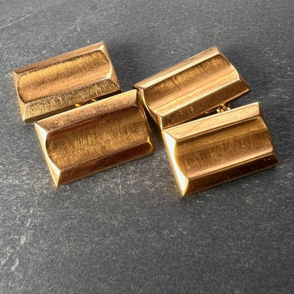 French Retro Tank Style 18ct Yellow Gold Cufflinks